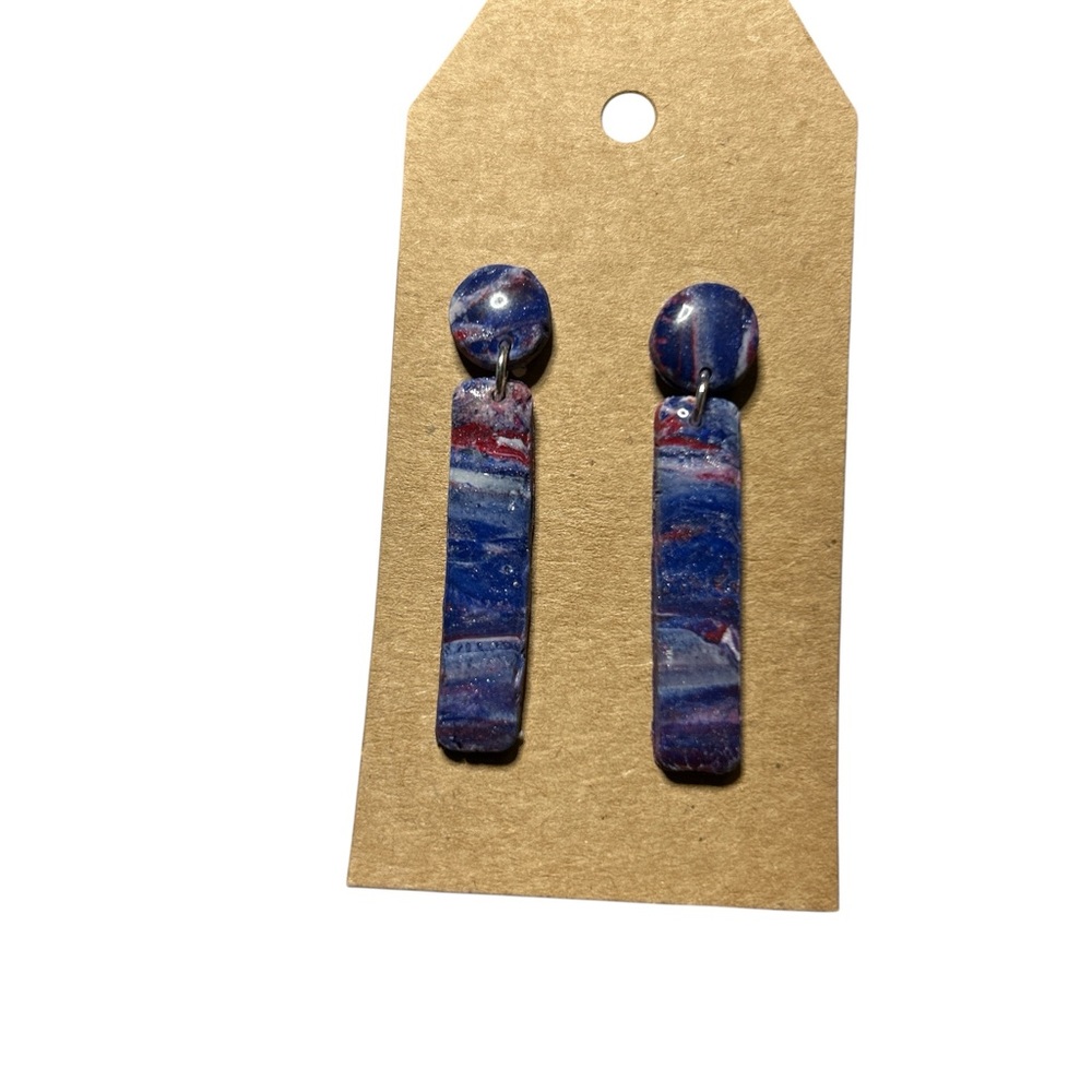 Blue and Red Dangle Earrings